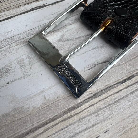 Nocona Belt Genuine Lizard Made in US Black Sz 34 Exotic Western Cowgirl - Picture 6 of 10